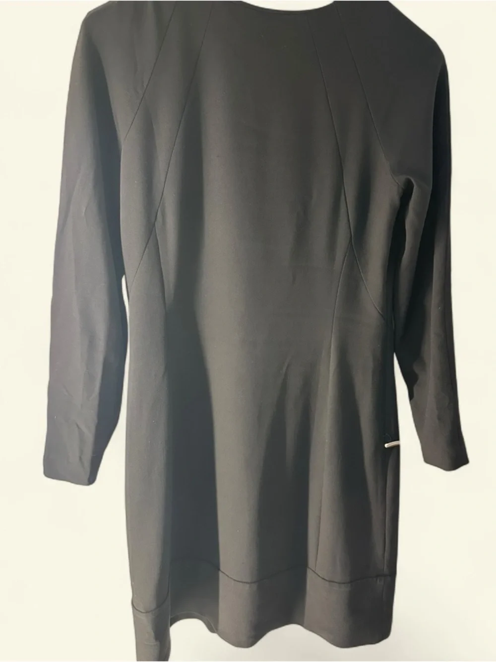 Theory Black Long-Sleeve Front-Zip Shift Dress - Picture 3 of 6